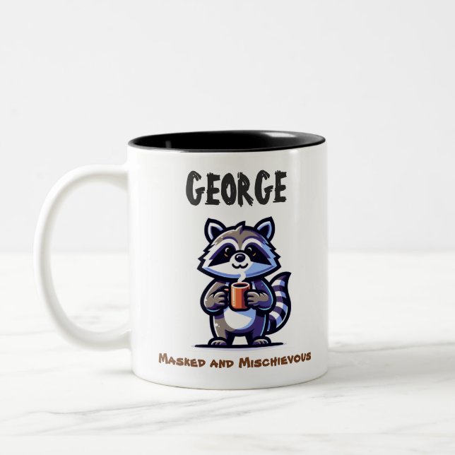 Em Dois Tons Caneca de café de guaxinim engraçada fofa (Esquerda)