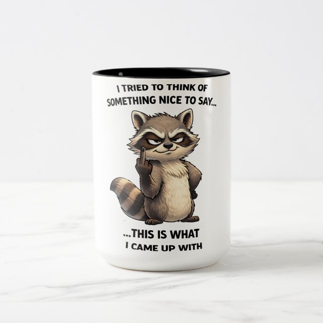 Em Dois Tons Caneca de café de guaxinim sarcástico engraçado (Centro)