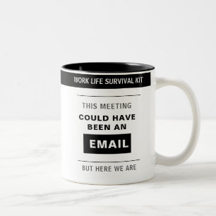 Em Dois Tons Caneca de Café de Humor de Escritório Preto e Bran