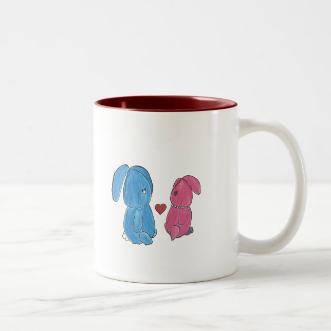 Em Dois Tons Caneca de café de Hunny Bunnys (Direita)