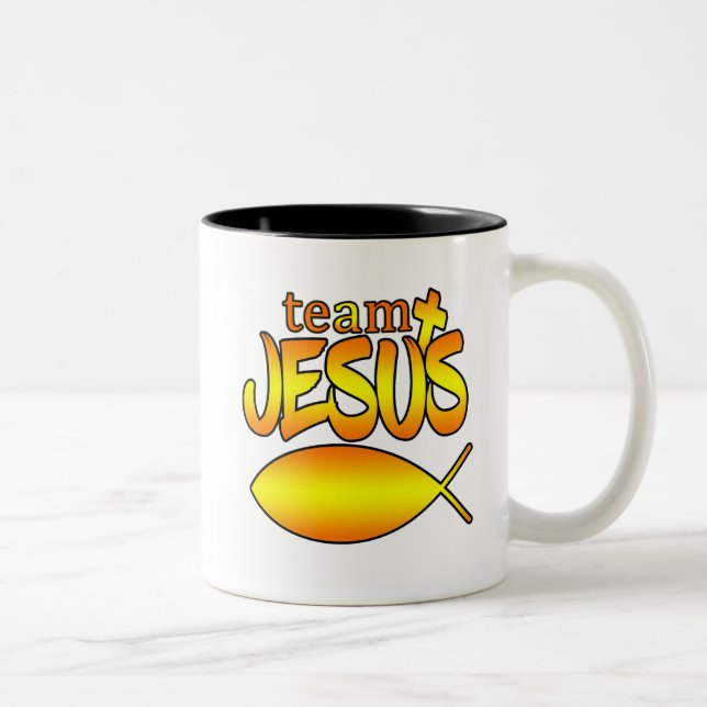 Em Dois Tons Caneca de café de Jesus da equipe (Direita)