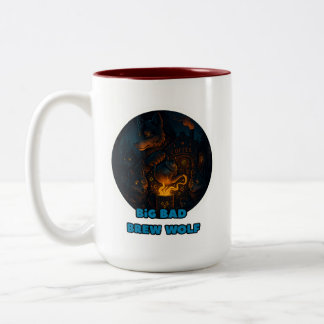 Em Dois Tons caneca de café de lobo-escuro