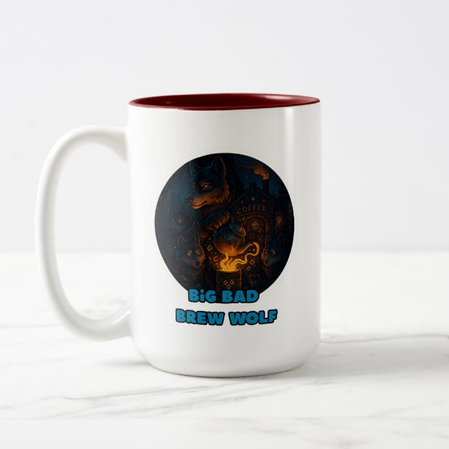 Em Dois Tons caneca de café de lobo-escuro (Esquerda)