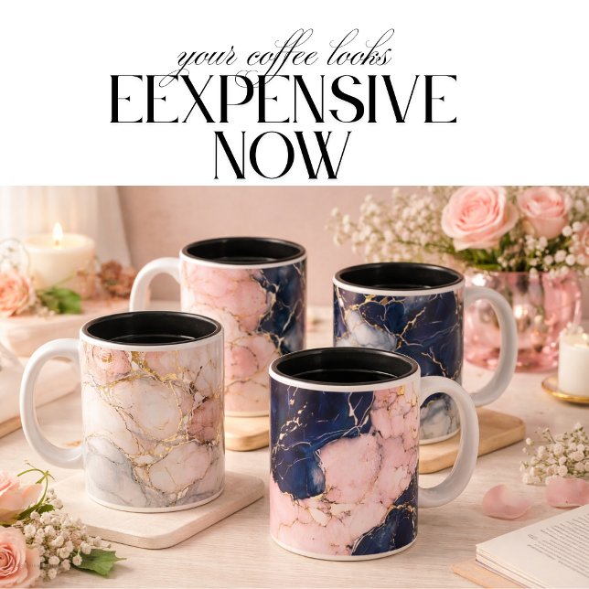 Em Dois Tons Caneca de café de mármore preto e dourado de luxo (Criador carregado)