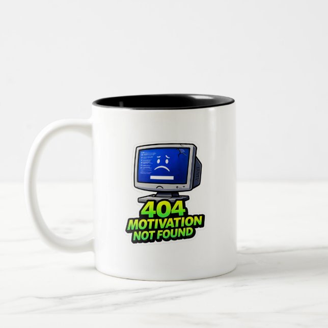 Em Dois Tons Caneca de café de motivação 404 de computador engr (Esquerda)