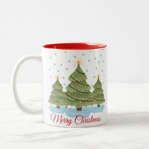 Em Dois Tons Caneca de Café de Natal Personalizada Árvore de Na