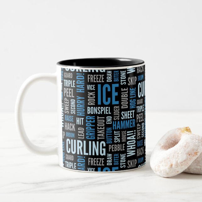 Em Dois Tons Caneca de café de ondulação da + - azul e preto (Com Donut)