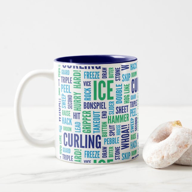 Em Dois Tons Caneca de café de ondulação da + - azul e verde (Com Donut)