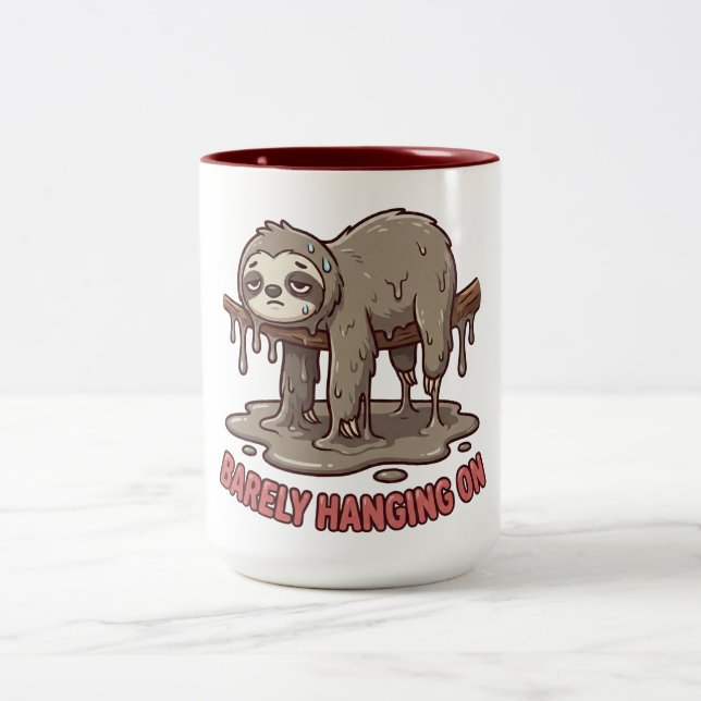 Em Dois Tons Caneca de Café de Preguiça Divertida Derretendo (Centro)