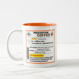 Em Dois Tons Caneca de Café de Prescrição Engraçada Personaliza