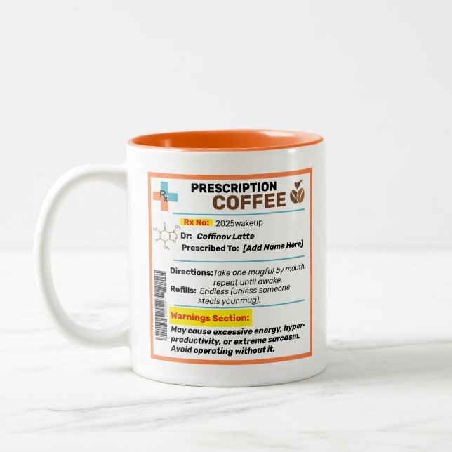 Em Dois Tons Caneca de Café de Prescrição Engraçada Personaliza (Esquerda)