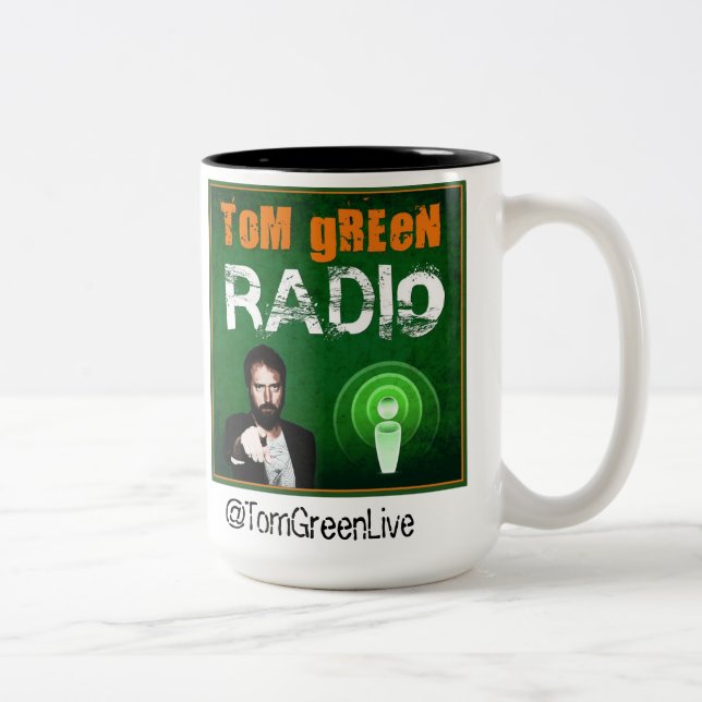Em Dois Tons Caneca de café de rádio verde de Tom (Direita)
