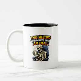 Em Dois Tons Caneca de Café de Reunião de Esqueleto de Escritór