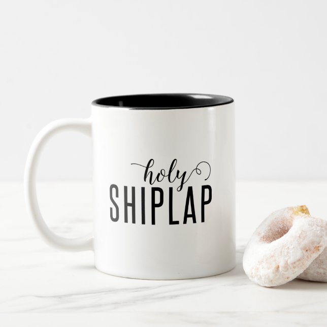 Em Dois Tons Caneca de café de Shiplap/copo santamente (Com Donut)