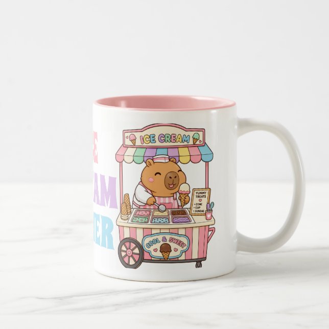 Em Dois Tons Caneca de Café de Sorvete Pastel Kawaii Capivara F (Direita)
