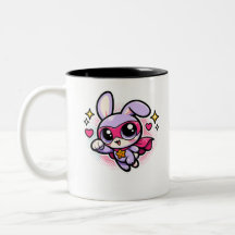 Caneca de Café de Super-Herói Bunny Fofa Kawaii