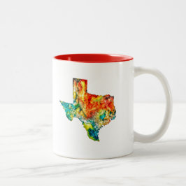 Em Dois Tons Caneca de café de Texas da aguarela