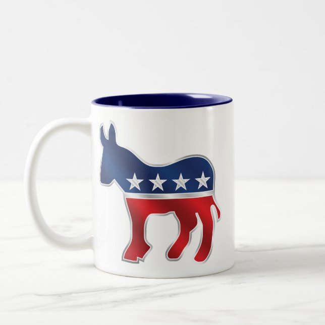 Em Dois Tons Caneca de café Democrática do asno (Esquerda)