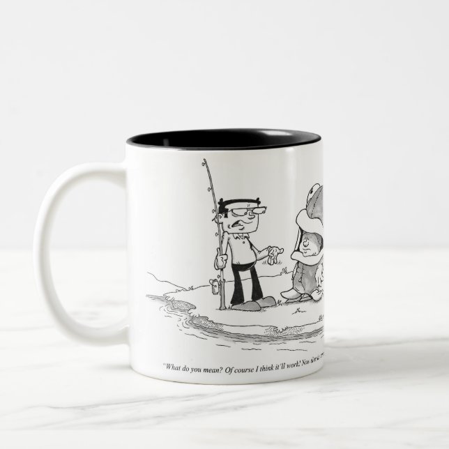 Em Dois Tons Caneca de café - desenhos animados da pesca - (Esquerda)
