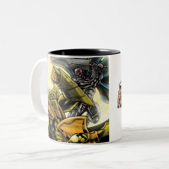 Em Dois Tons Caneca de café design V2, carne e aço (Frente Esquerda)