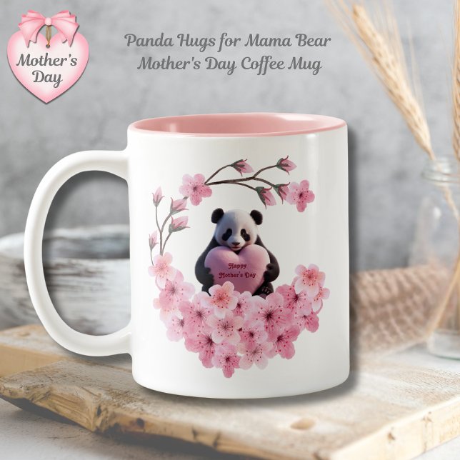 Em Dois Tons Caneca de café Dia das Mães Abraços de Panda para  (Warm Hugs for Mom Mother's Day Mug)