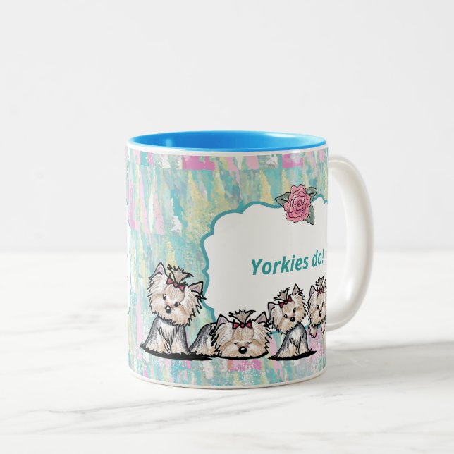 Em Dois Tons Caneca de Café Dia das Mães Yorkie Adorável (Frente Esquerda)