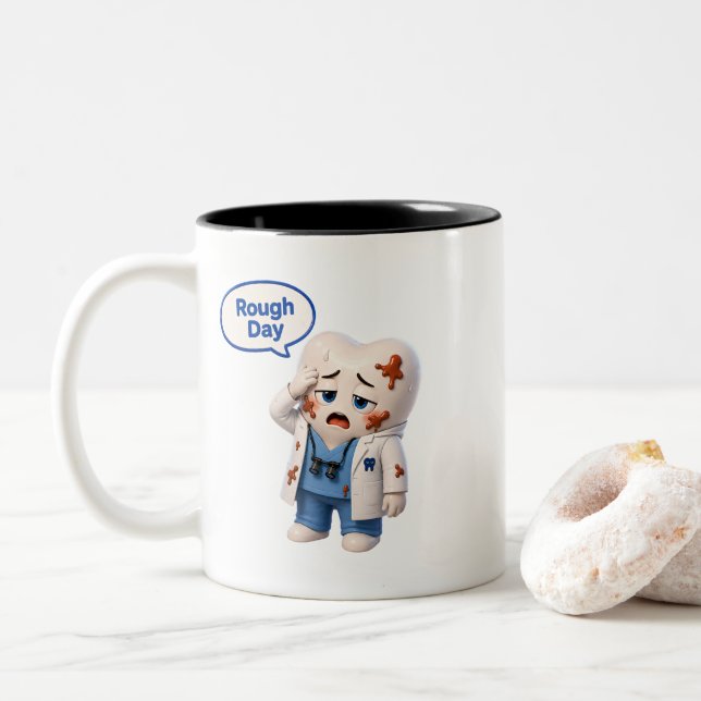 Em Dois Tons Caneca de café divertida para assistente dentário  (Com Donut)