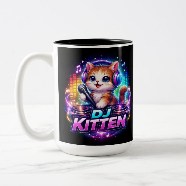 Em Dois Tons CANECA DE CAFÉ DJ KITTEN 2 Two-Tone (Esquerda)