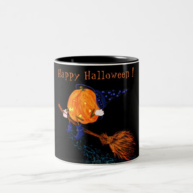 Em Dois Tons Caneca de Café do Abóbora de Halloween (Centro)