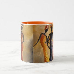 Em Dois Tons Caneca de café do afro-americano