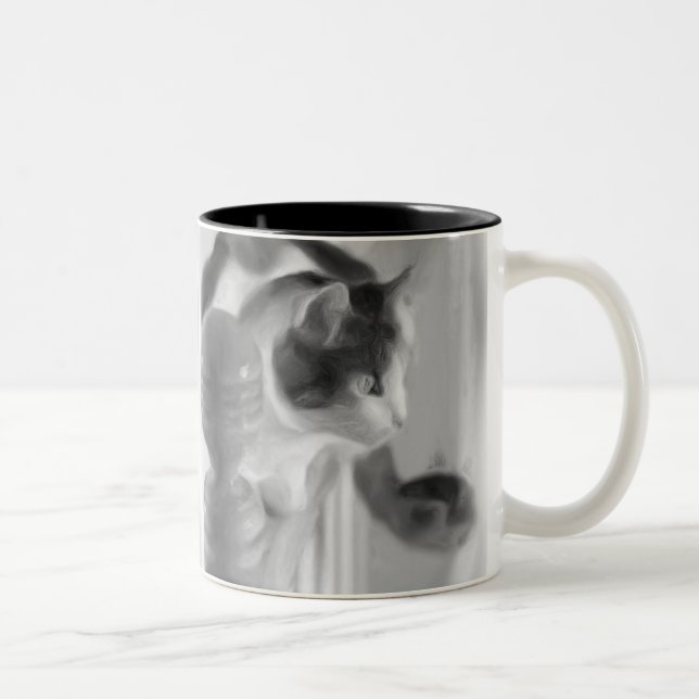 Em Dois Tons Caneca de café do amante do gato (Direita)