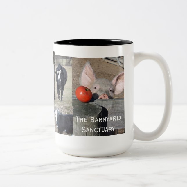 Em Dois Tons caneca de café do animal de fazenda (Direita)