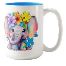 Caneca de café do Autismo-Elefante