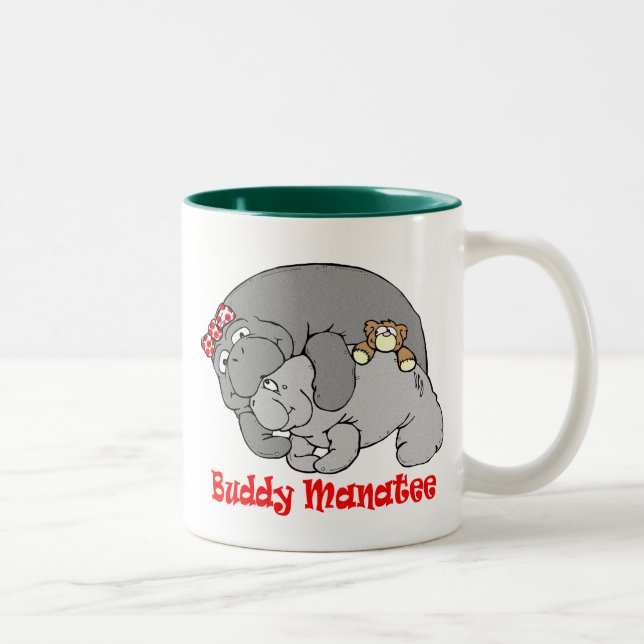 Em Dois Tons Caneca de café do beijo do peixe-boi (Direita)
