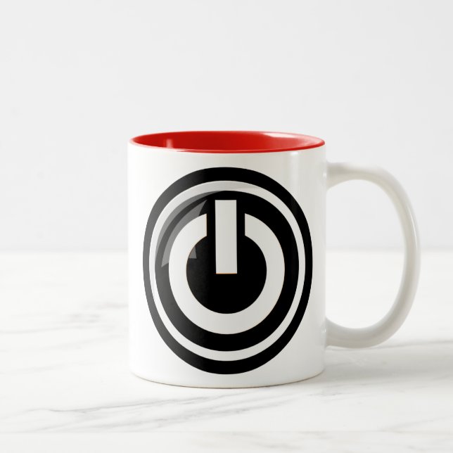Em Dois Tons Caneca de café do botão do poder (Direita)