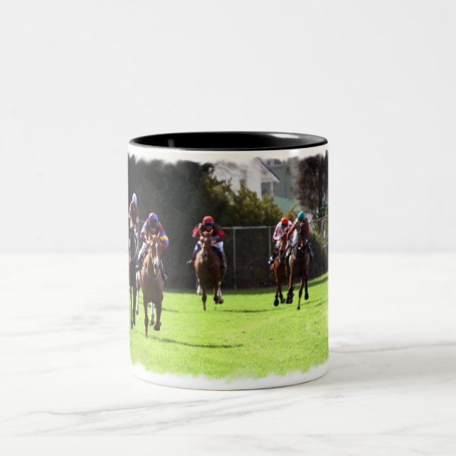 Em Dois Tons Caneca de café do campo da corrida de cavalos (Centro)