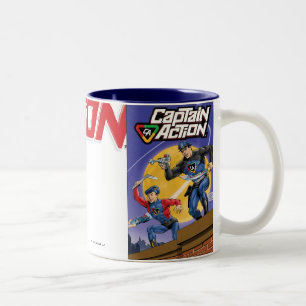 Em Dois Tons Caneca de café do capitão Ação Retro