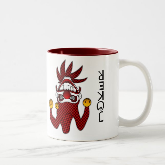 Em Dois Tons Caneca de café do cartão do palhaço (Direita)