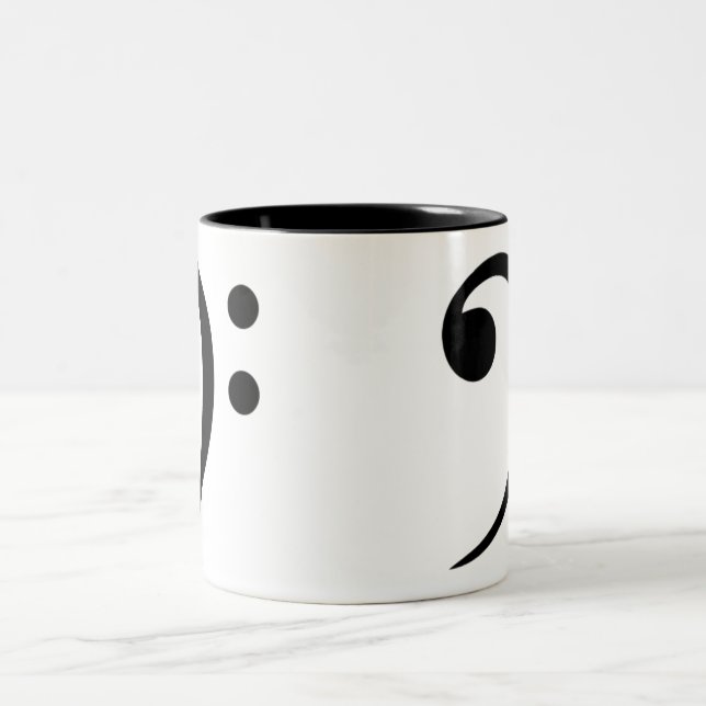 Em Dois Tons Caneca de café do Clef baixo (grande) (Centro)