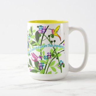 Em Dois Tons Caneca de café do colibri um amarelo de 15 onças