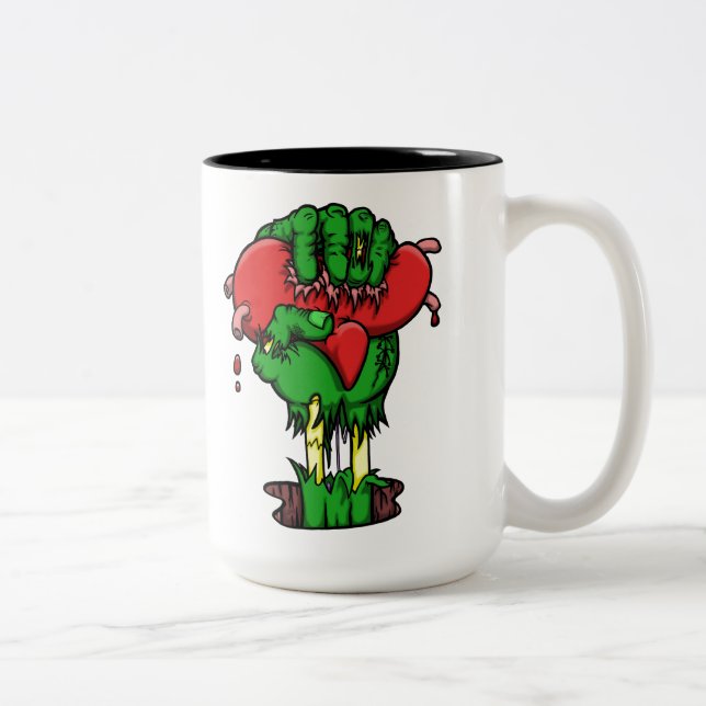 Em Dois Tons Caneca de café do coração do zombi (Direita)