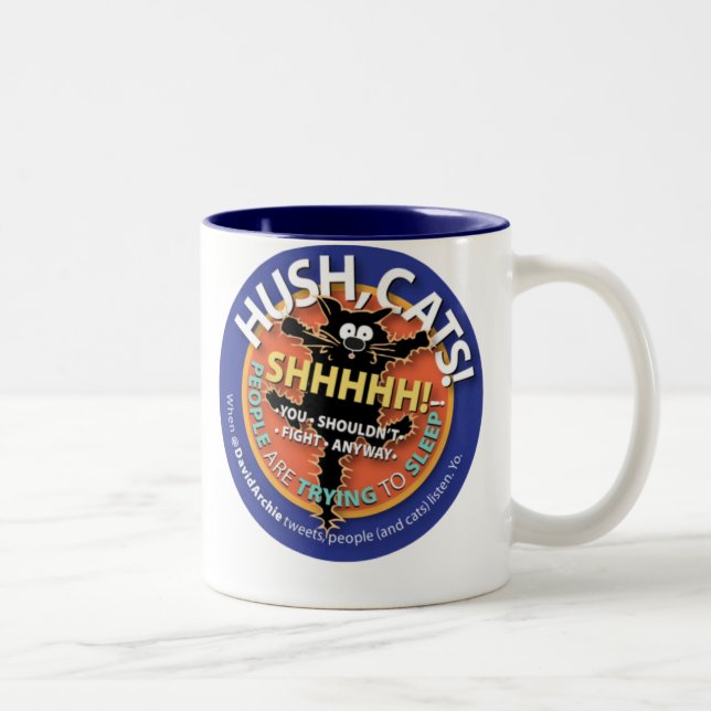 Em Dois Tons Caneca de café do Dois-tom dos gatos do Hush (Direita)