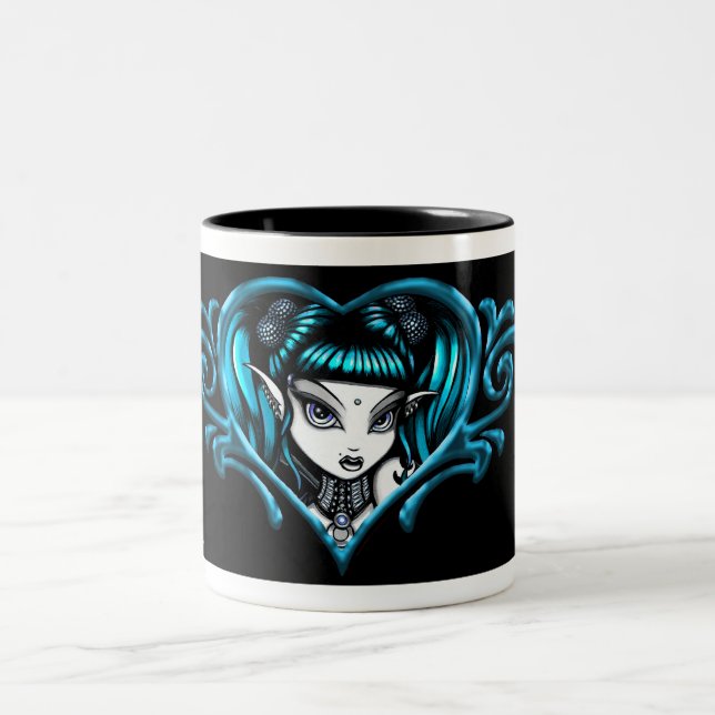 Em Dois Tons Caneca de café do estilo do tatuagem do Terra da (Centro)