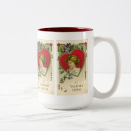 Em Dois Tons Caneca de café do feriado do vintage dos namorados