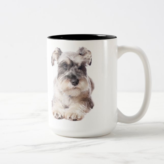 Em Dois Tons caneca de café do filhote de cachorro do schnauzer (Direita)
