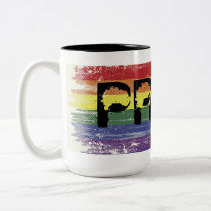 Em Dois Tons Caneca de café do Grunge do arco-íris - ORGULHO