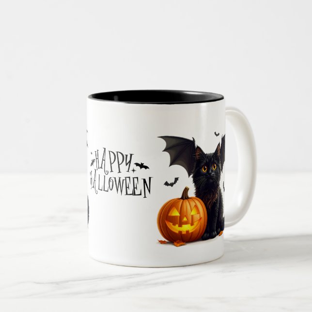 Em Dois Tons Caneca de café do Halloween (Frente Esquerda)