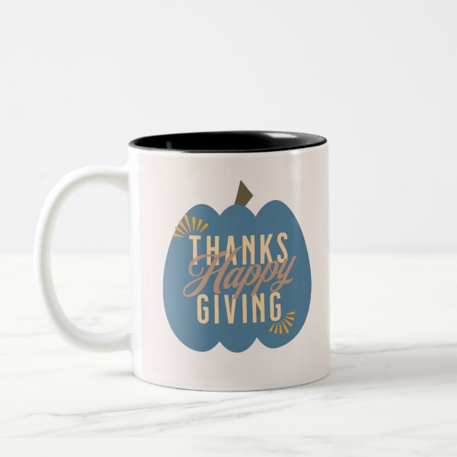 Em Dois Tons Caneca de Café do Jantar de Ação de Graças Abóbora (Esquerda)