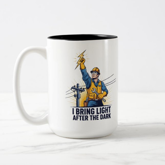 Em Dois Tons Caneca de Café do Lineman Heróico (Esquerda)
