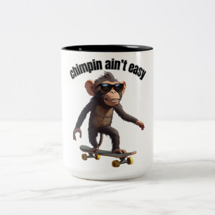 Em Dois Tons Caneca de café do macaco engraçado Chimpin ain't e